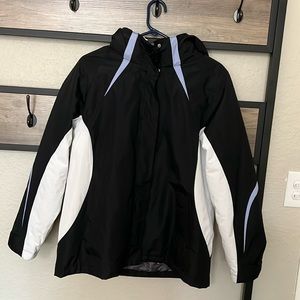 Barely Worn, 2 in 1 Jacket/Coat Black, White and Periwinkle, Size L